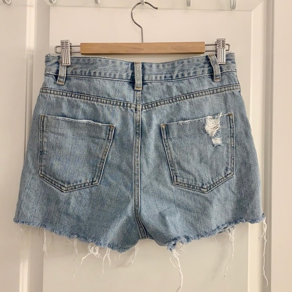 ASOS Side Split Distressed Denim Mom Jean Shorts - Picture 10 of 16